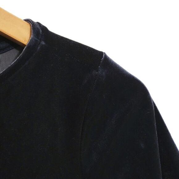 Ann Taylor Velvet Ruffle Sleeve Blue Top Crew Neck Holiday Party Work XS NWT - Picture 5 of 13